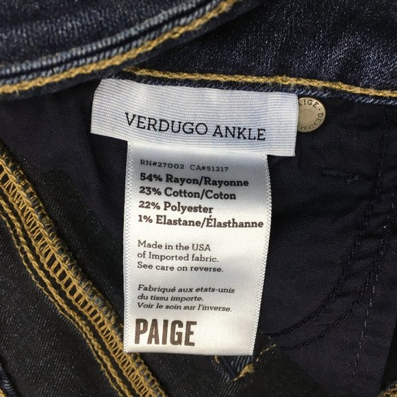 PAIGE Transcend Wash Verdugo Ankle 5 Pocket Logo Hardware Jeans - Picture 3 of 11